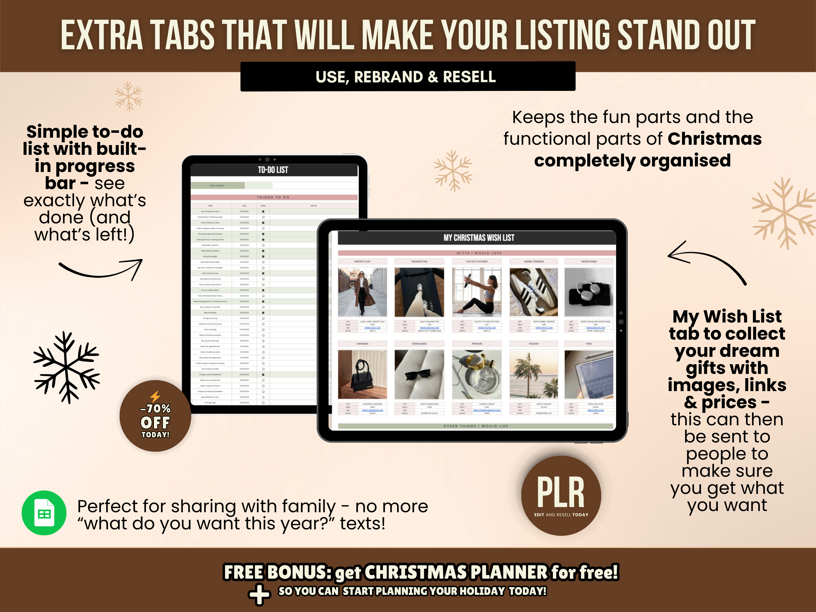 PLR Christmas Gift Tracker Google Sheets Template with Resell Rights