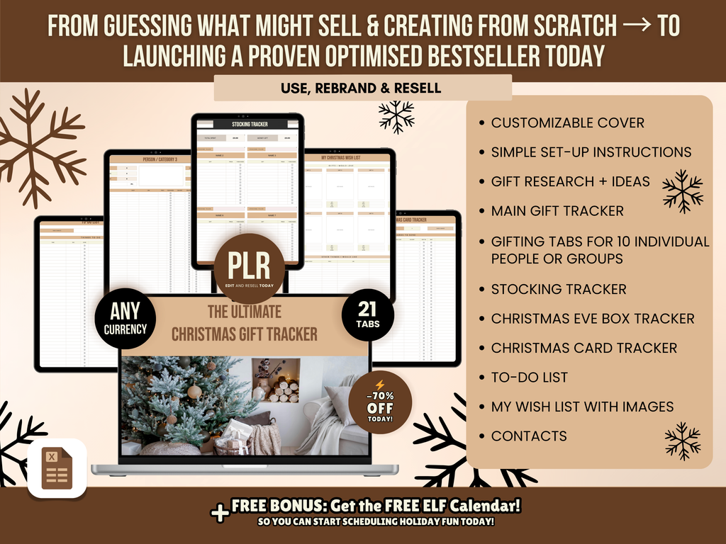 PLR Christmas Gift Tracker Google Sheets Template with Resell Rights