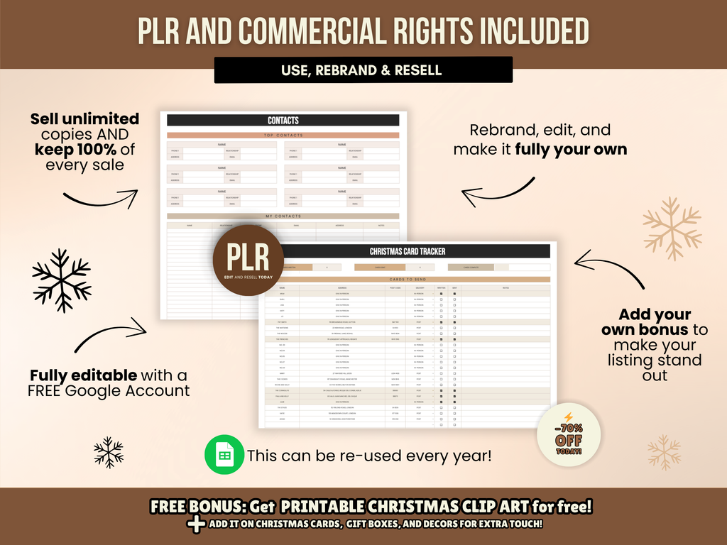 PLR Christmas Gift Tracker Google Sheets Template with Resell Rights