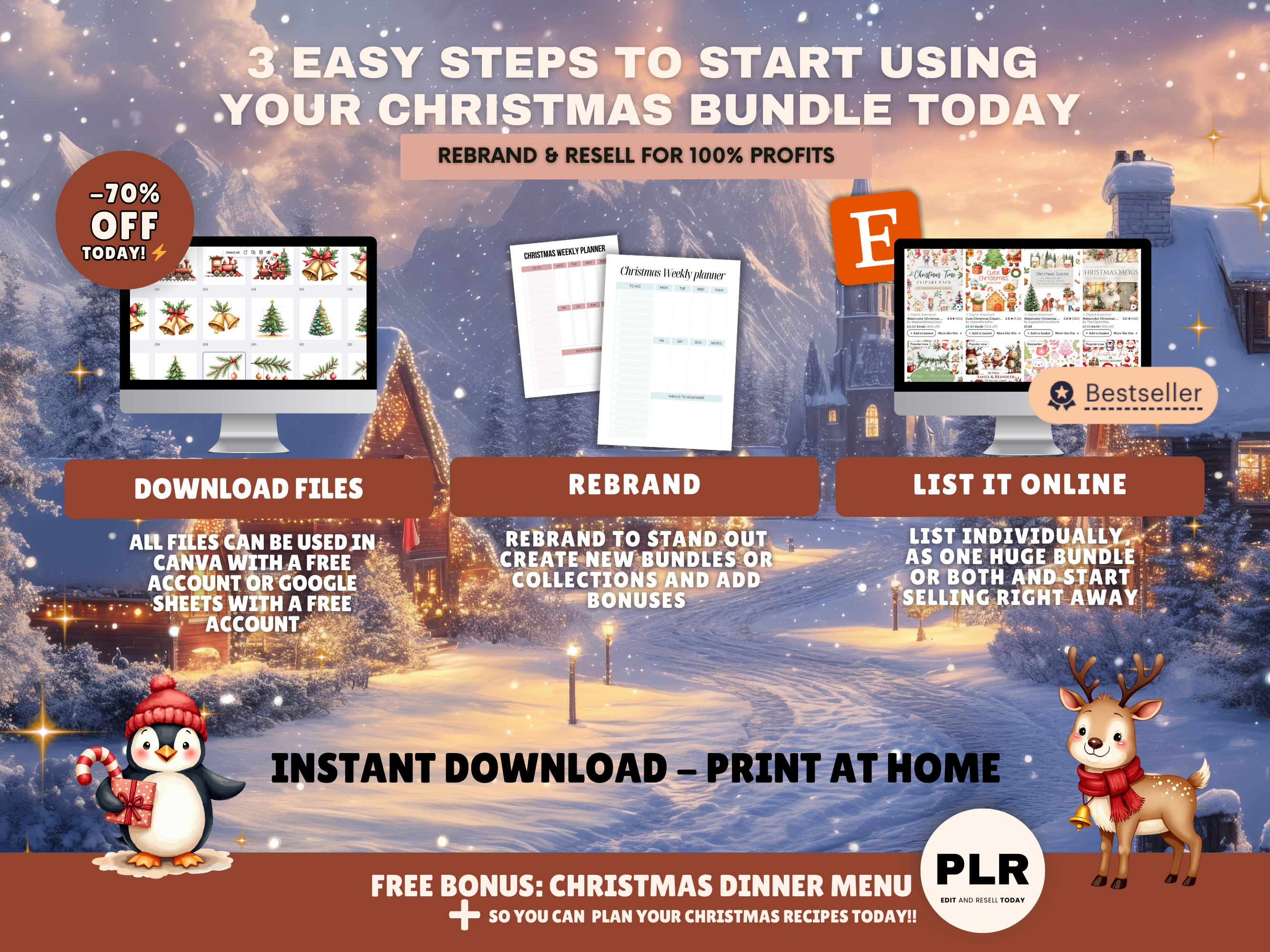 Family Christmas Activity Bundle Printable Templates PLR