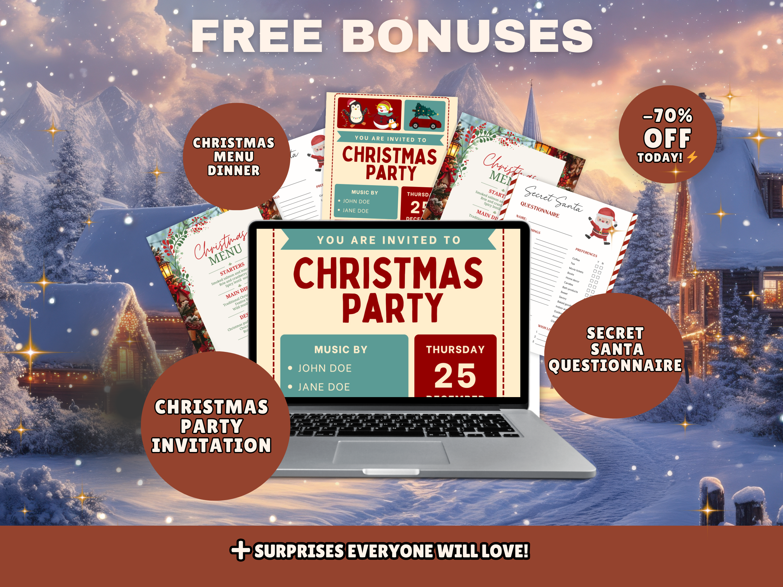 Family Christmas Activity Bundle Printable Templates PLR