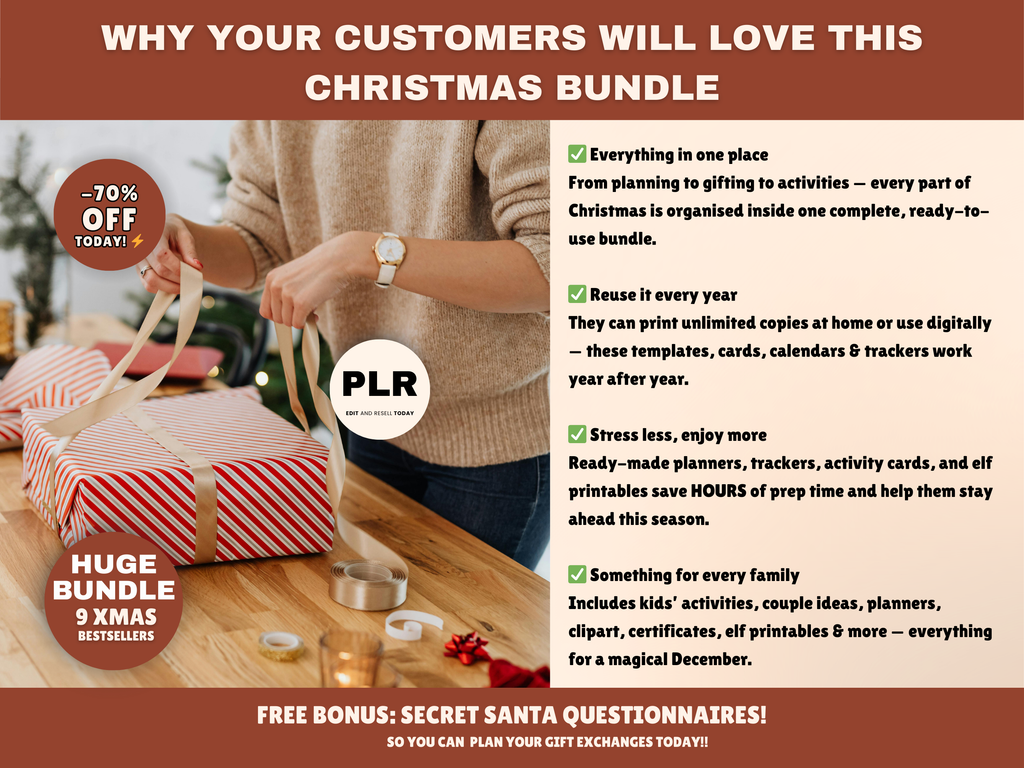 Family Christmas Activity Bundle Printable Templates PLR