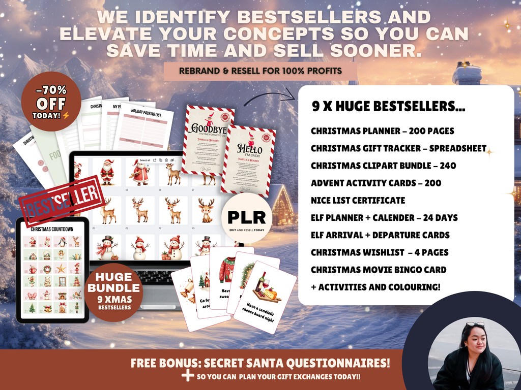 Family Christmas Activity Bundle Printable Templates PLR