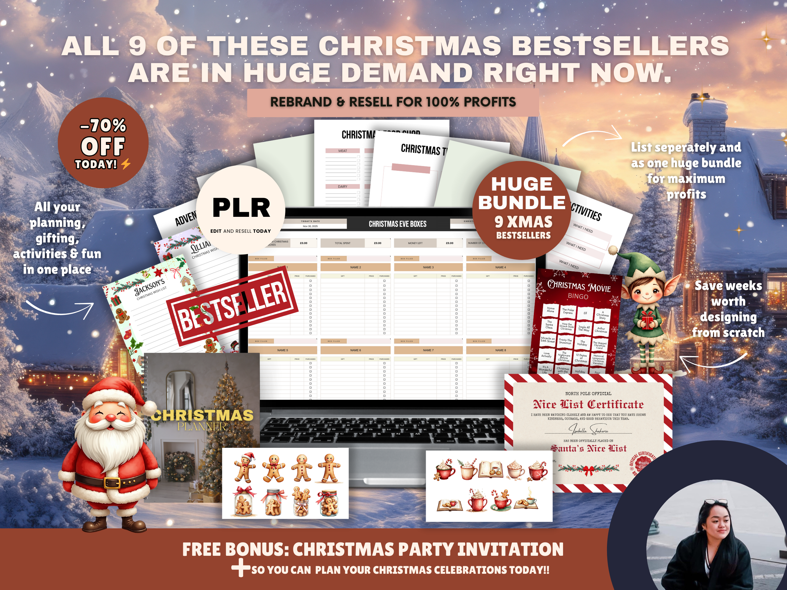 Family Christmas Activity Bundle Printable Templates PLR