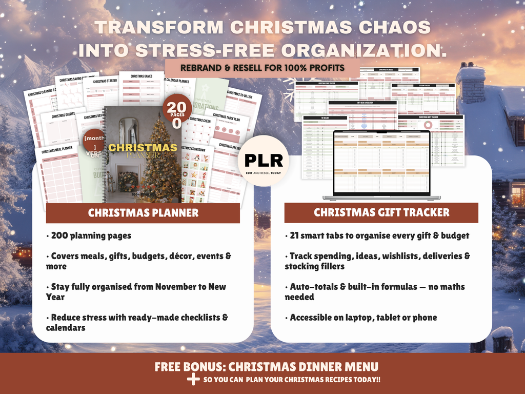 Family Christmas Activity Bundle Printable Templates PLR