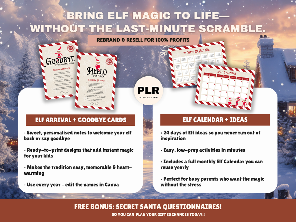 Family Christmas Activity Bundle Printable Templates PLR