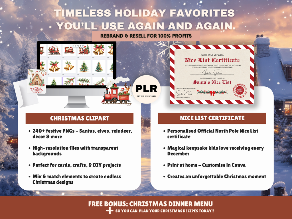 Family Christmas Activity Bundle Printable Templates PLR