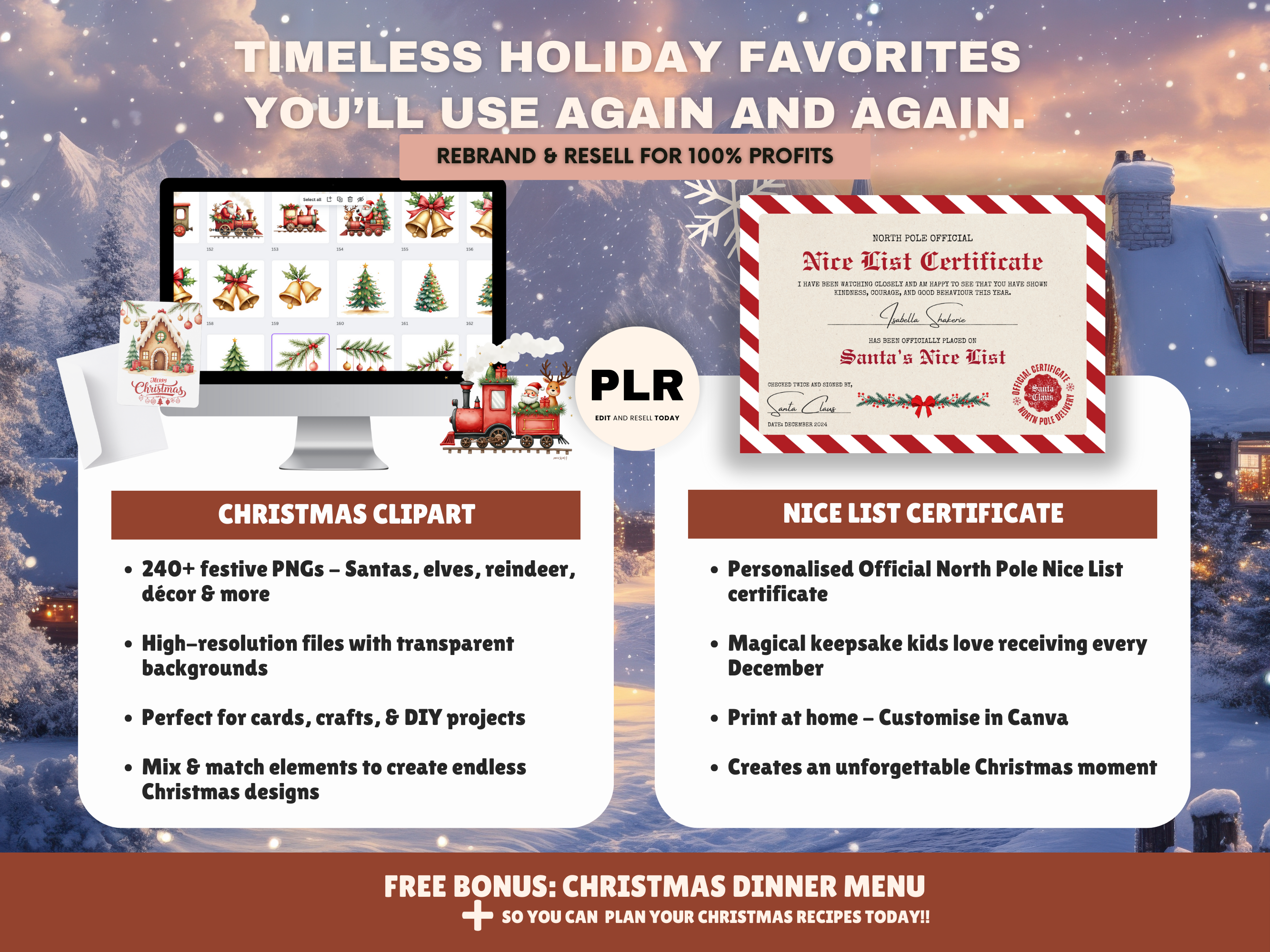 Family Christmas Activity Bundle Printable Templates PLR