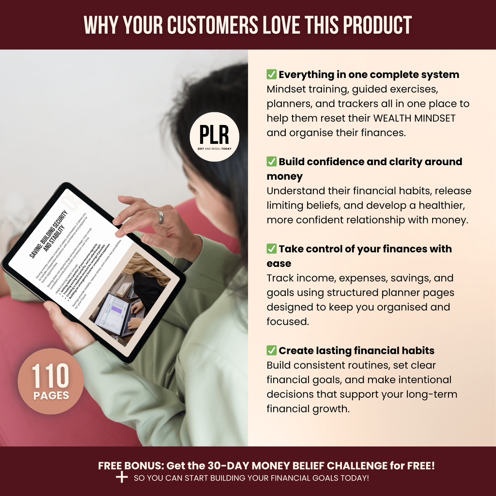 Wealth Mindset Planner Canva Templates With PLR Rights