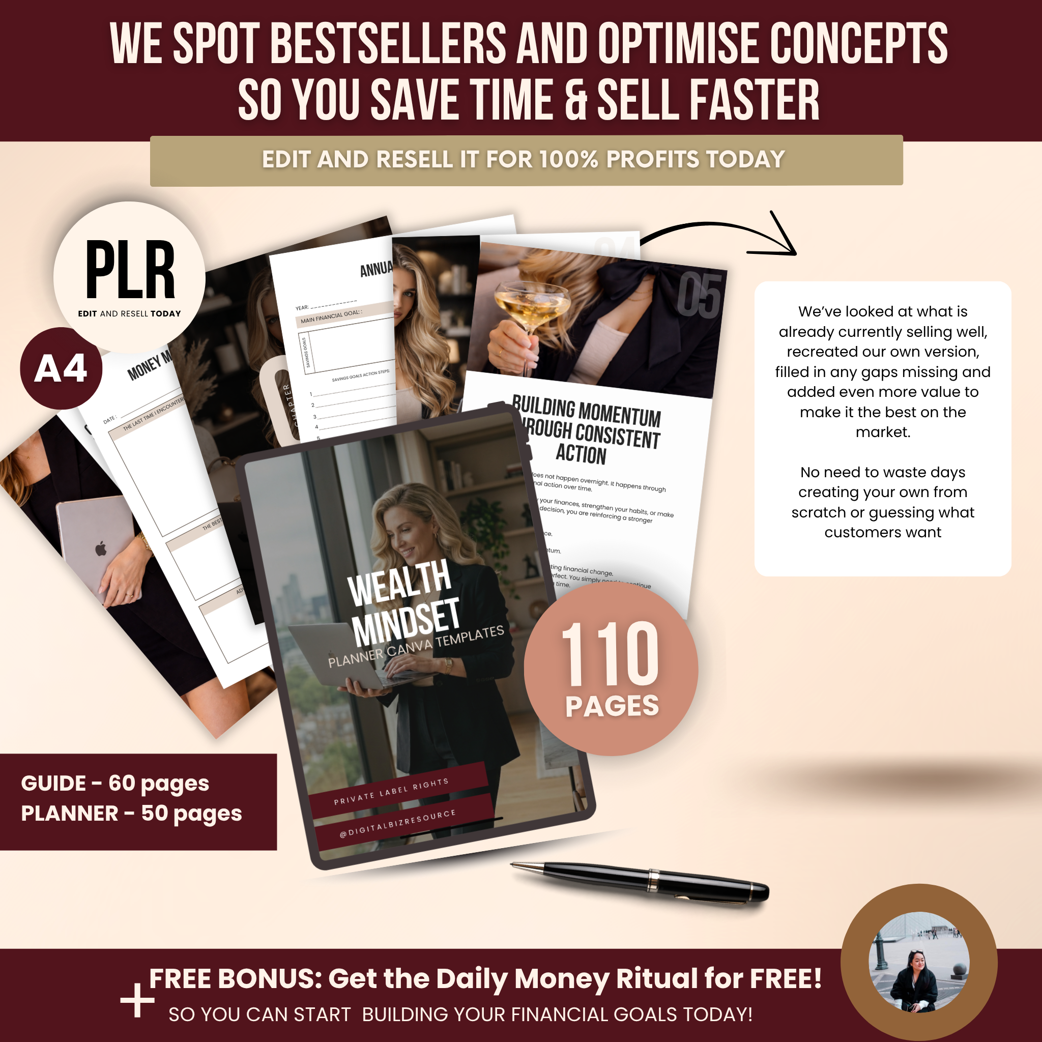 Wealth Mindset Planner Canva Templates With PLR Rights