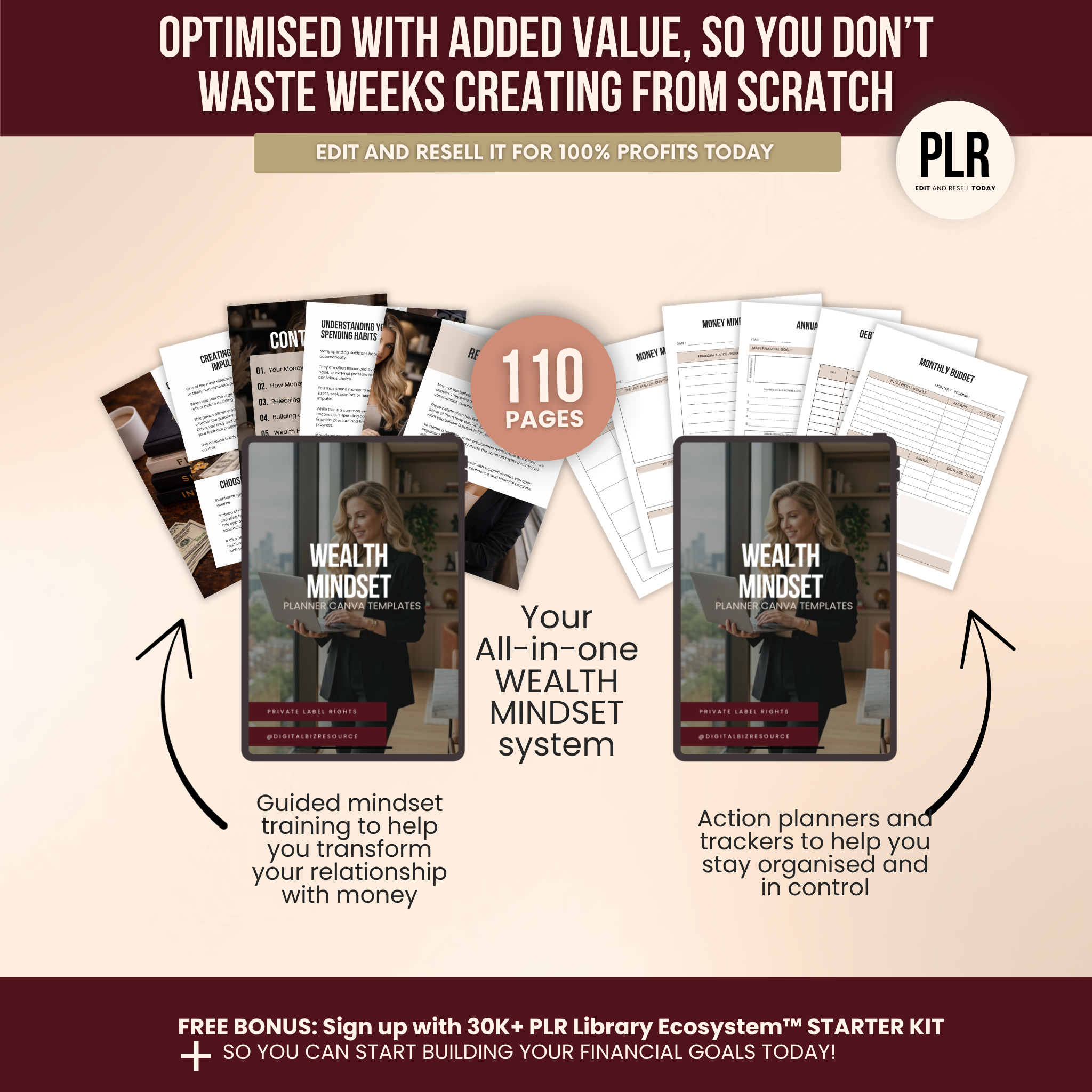 Wealth Mindset Planner Canva Templates With PLR Rights